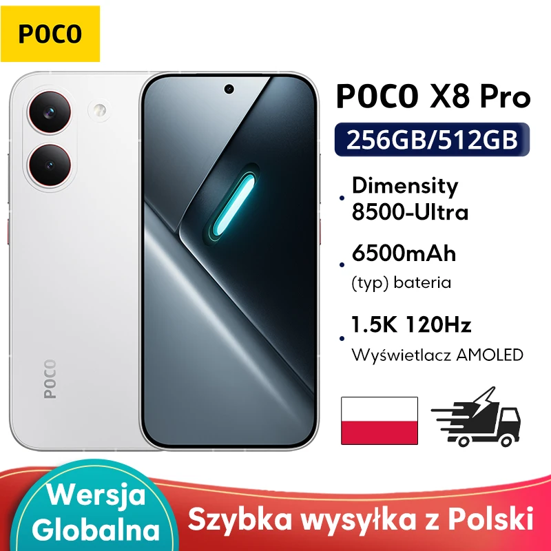 POCO X8 Pro 5G 8GB 256GB 12GB 512GB NFC okostelefon Dimensity 8500-Ultra 6500mAh akkumulátorral