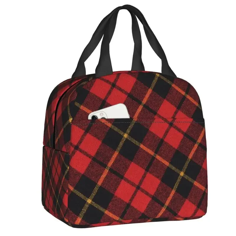 Scottish Clan Tartan Plaid Lunch Boxes Leakproof Check Geometric Gingham Thermal Cooler Food Insulated Lunch Bag