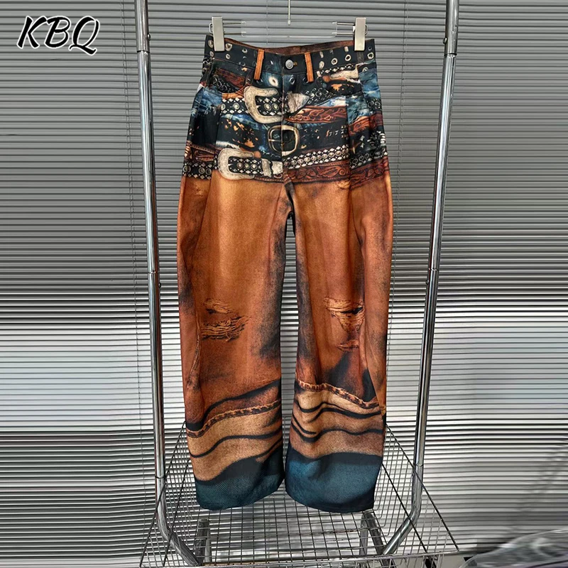 

KBQ Designer Slimming Hit Color Pants For Women High Waist Spliced Pocket Spring Temperament Trousers Female Fashion Style New
