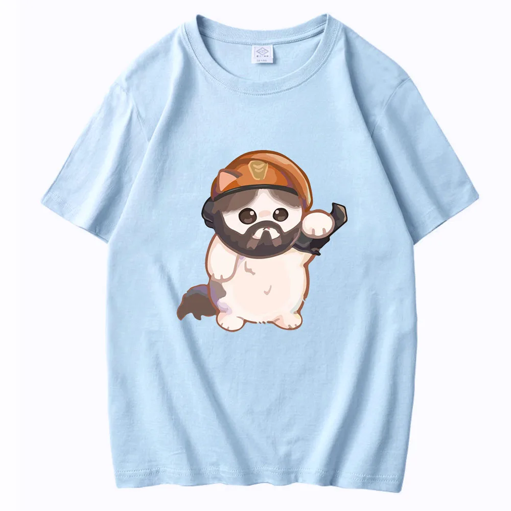 Cat Cute Surprised Penguin CatBrimstone Men Women T Shirt O-Neck Pure Cotton 2022 Summer Print Unisex Tee Harajuku Valorant Game