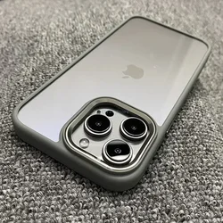 Funda moderna con marco de Metal para iPhone, carcasa suave de acrílico transparente a prueba de golpes para modelos 15, 14, 13, 12, 11 Pro Max Plus