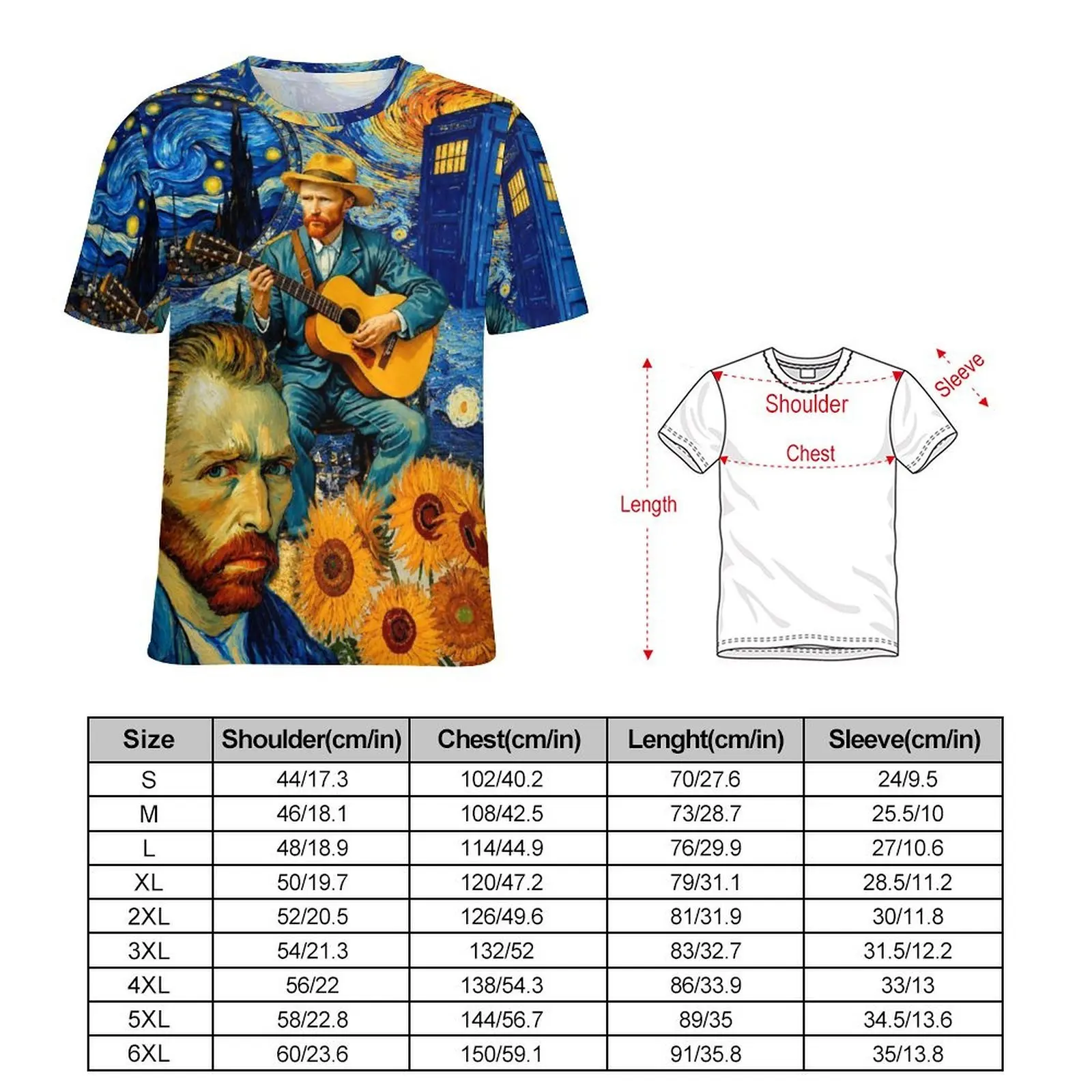 Summer T Shirt Van Gogh Van Gogh Collage Art Painting T Shirts Streetwear Cool Tee Shirt Man Short Sleeves Design Oversized Tops