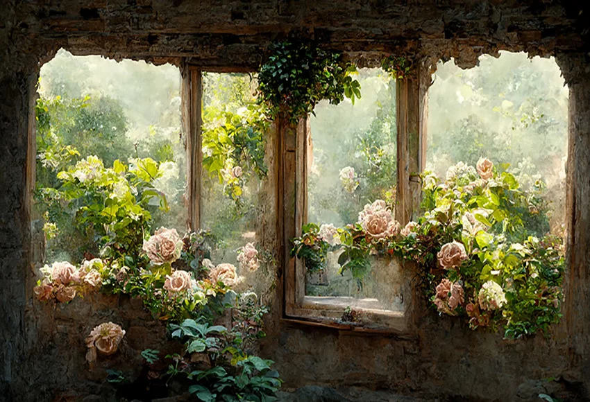 Mehofond การถ่ายภาพพื้นหลัง Retro Garden ภาพวาดทิวทัศน์ดอกไม้สาวผู้ใหญ่ศิลปะภาพตกแต่งภาพฉากหลังสตูดิโอ