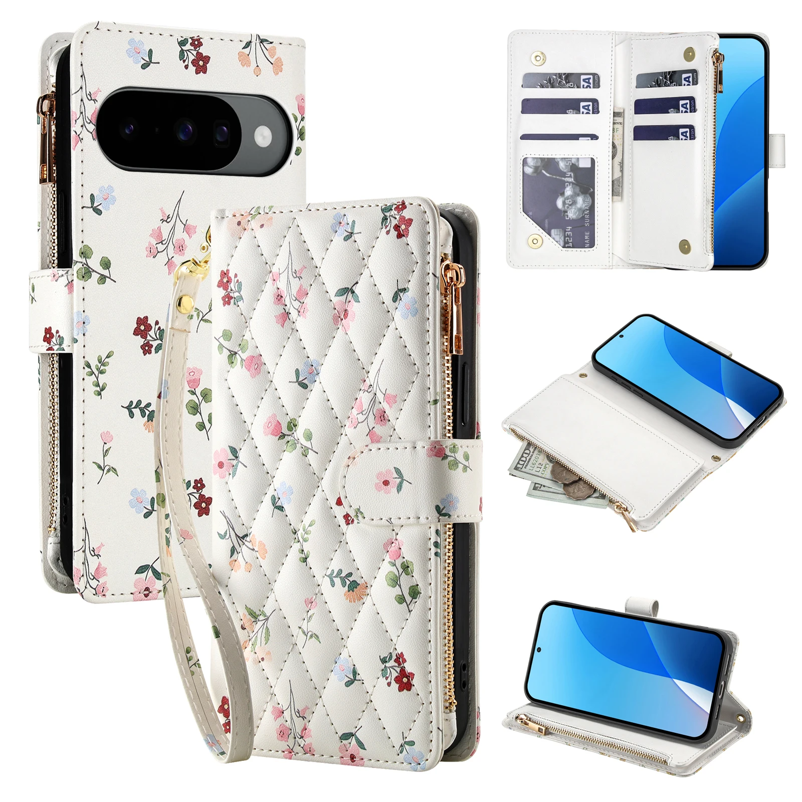 

Роскошный модный кожаный чехол-сумка с тиснением для Google Pixel 10 Pro XL 9A 9: удобный захват, ударопрочный, долговечный