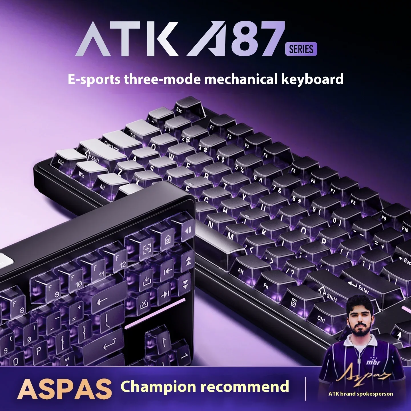 ATK A87 Pro لوحة المفاتيح الميكانيكية 87 مفتاحًا بلوتوث 2.4G حشية سلكية قابلة للتبديل السريع RGB 12000mAh لوحة مفاتيح ميكانيكية للألعاب المكتبية هدية