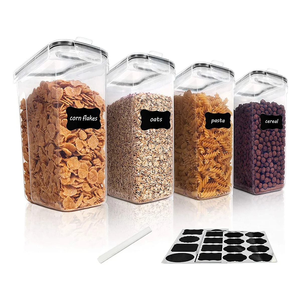 

4Pcs Cereal Storage Container Set, PP Airtight Food Storage Containers 2.5L for Cereal, Snacks and Sugar