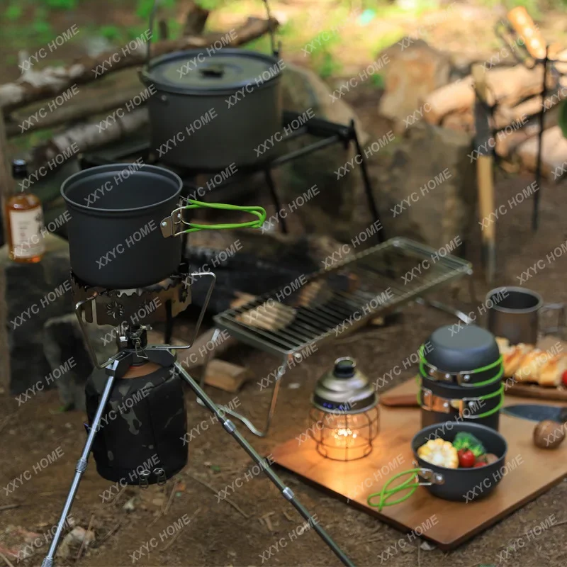 Outdoor Camping Pot Set 2-3 People Portable Combination Pot Camping Barbecue Picnic Multi-Function Pot