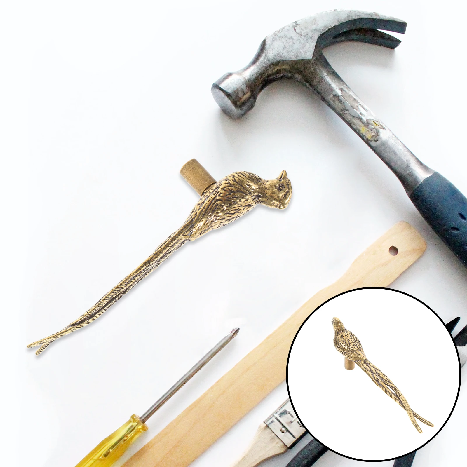 

Bird Shaped Brass Door Handle Chinese Long-Tailed Bird Design for Cabinets Drawers Durable Pull Handle Barn Door Handles