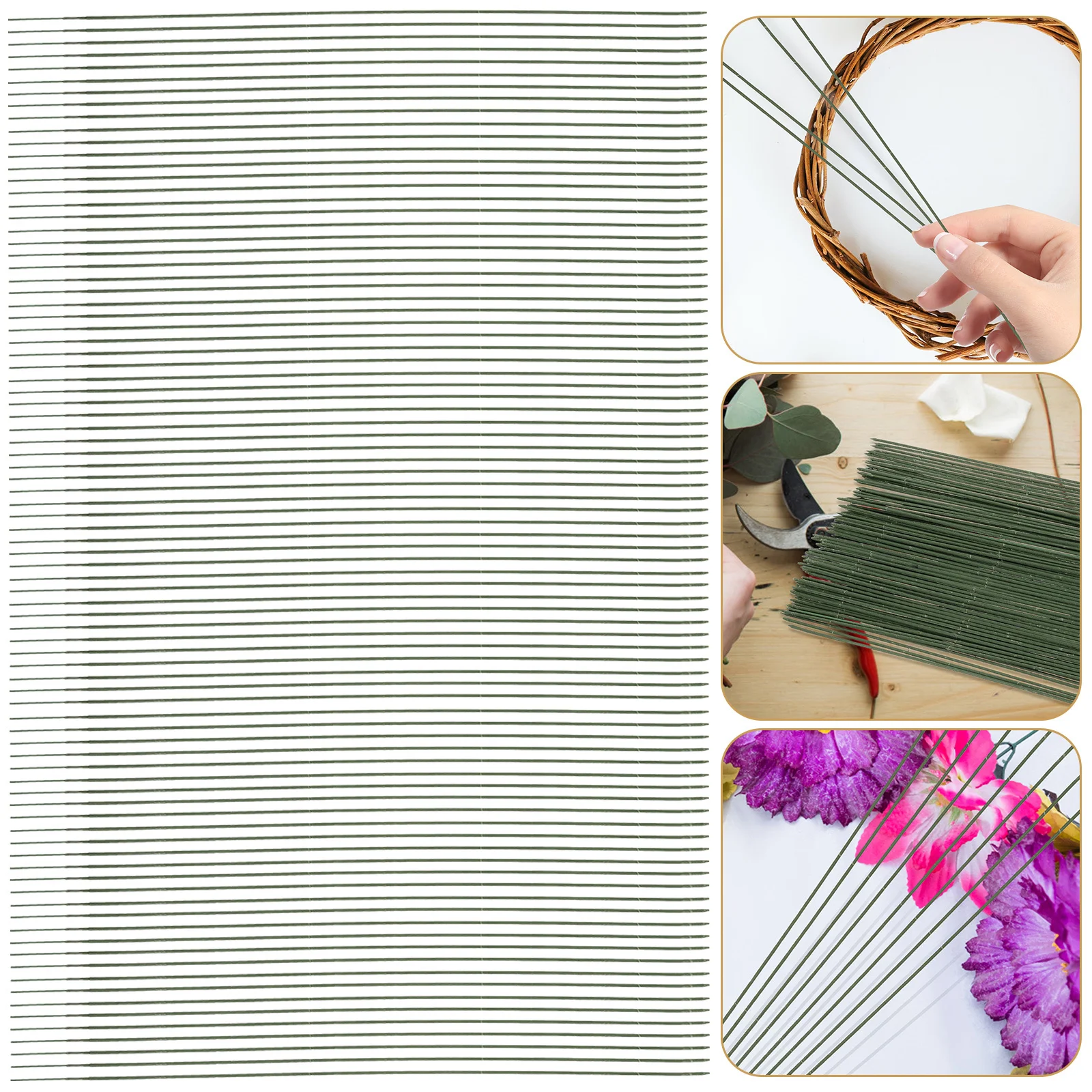 

100pcs Green Flower Stems Artificial Iron Wire Floral Stem For Diy Wedding Bouquet Decorative Flower Rod Lightweight Fake Floral