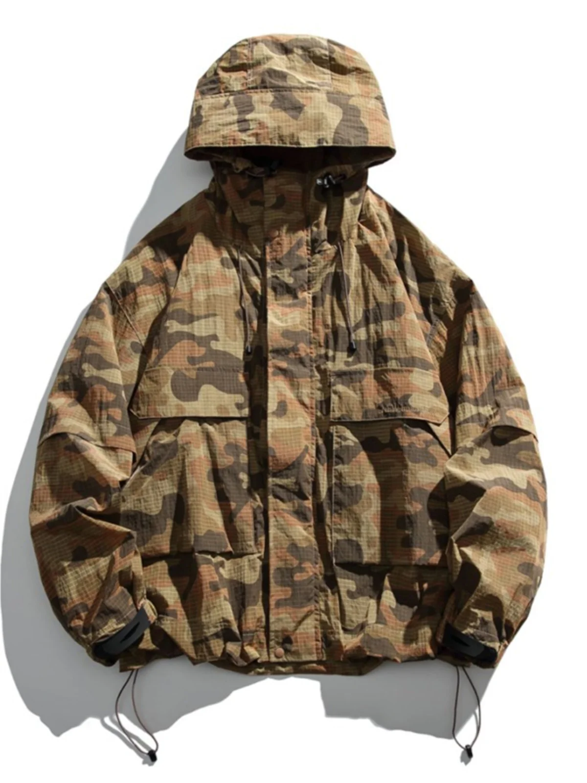 

Spring Summer New Sle Outdoor Windproof Waterproof Qui Dry Camouflage Hooded Workwear Jaet Coat Men's Loose Fit Multi-P...