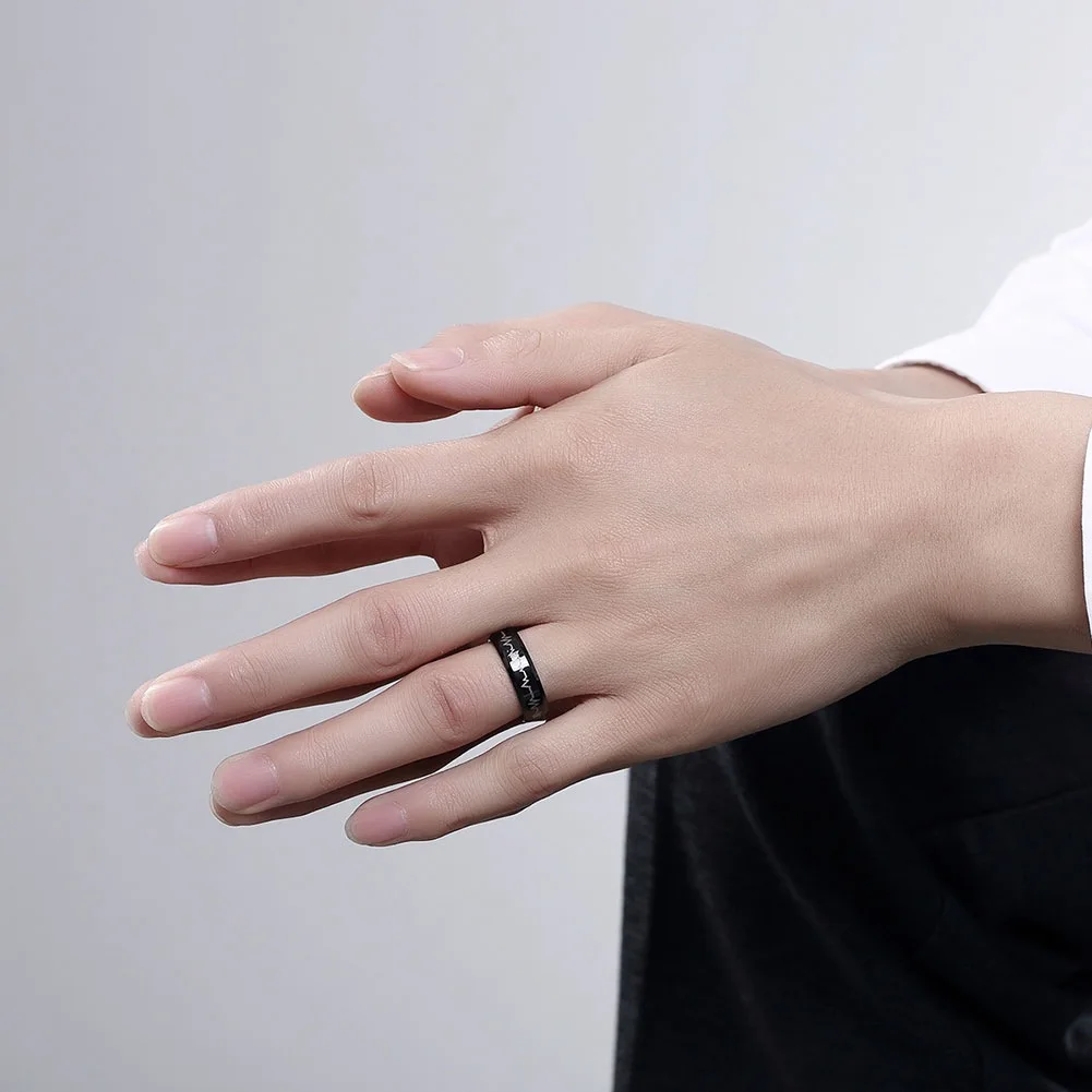 Black Stainless Steel Ring Men And Women Casual Ring Couples Fashionable And Minimalist Jewelry Engagement Anniversary Gift image 5