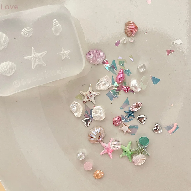 [L & P] 1 pièces étoile de mer coquille Rose 3D acrylique moule à ongles décorations d'ongles bricolage Silicone ongles estampage plaques ongles