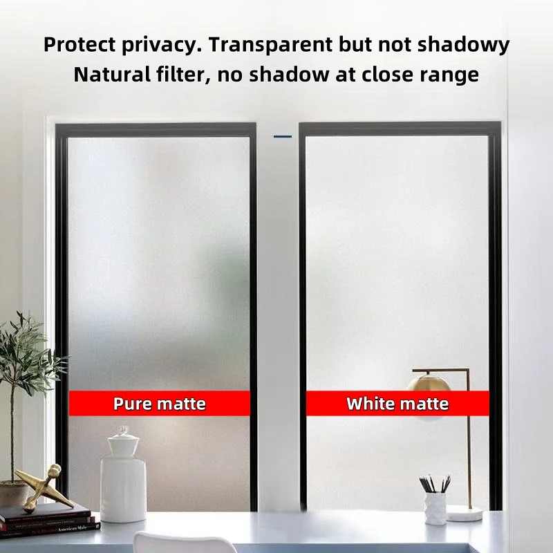 Electrostatic Adsorption Window Film Privacy Frosted Glass Window Sticker Covering Home Translucent Opaque Bathroom, Office Sticker image 2