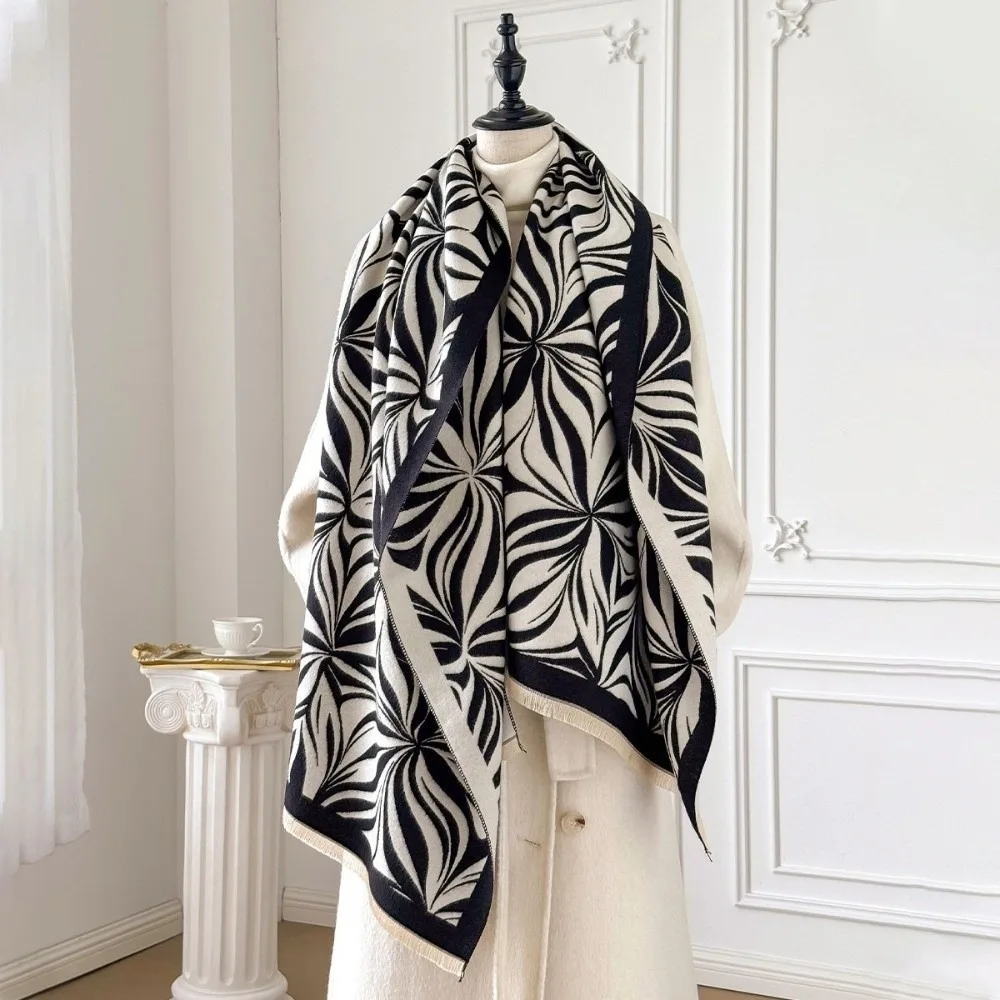 

Luxury Imitation Cashmere Scarf Versatile Thick Pashmina Shawls Windproof Warm Jacquard Shawls