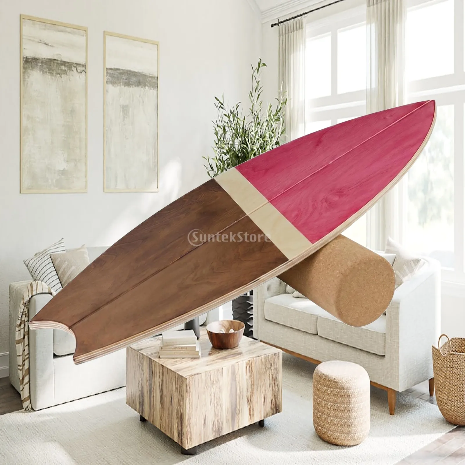 Wooden Balance Board with Roller for Stability Training Core Workout Yoga Pilates Fitness Equipment Home Gym Use