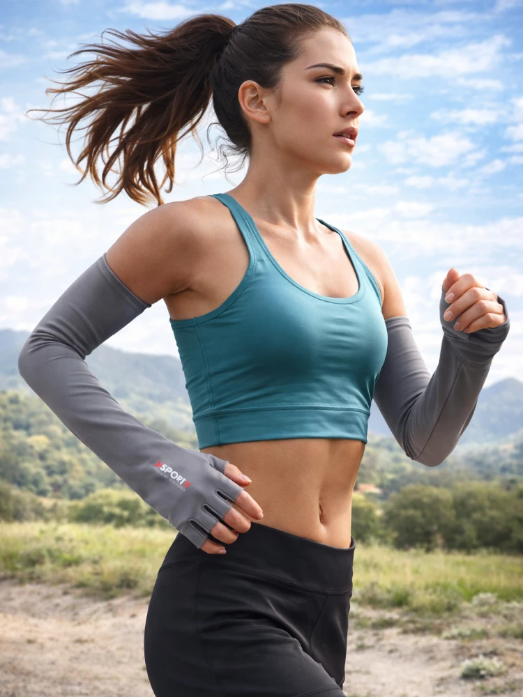 AliExpress NONE UV Protection Arm Sleeves Ice Cooling Arm Cover 5-Finger Cuff for Cycling Running Fishing Climbing