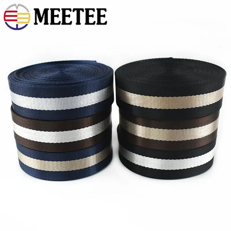 5Meters Meetee 38mm Thicken Nylon Stripe Webbing for Car Seat Belt Ribbon DIY Bags Strap Decoration Band Tape Sewing Accessories