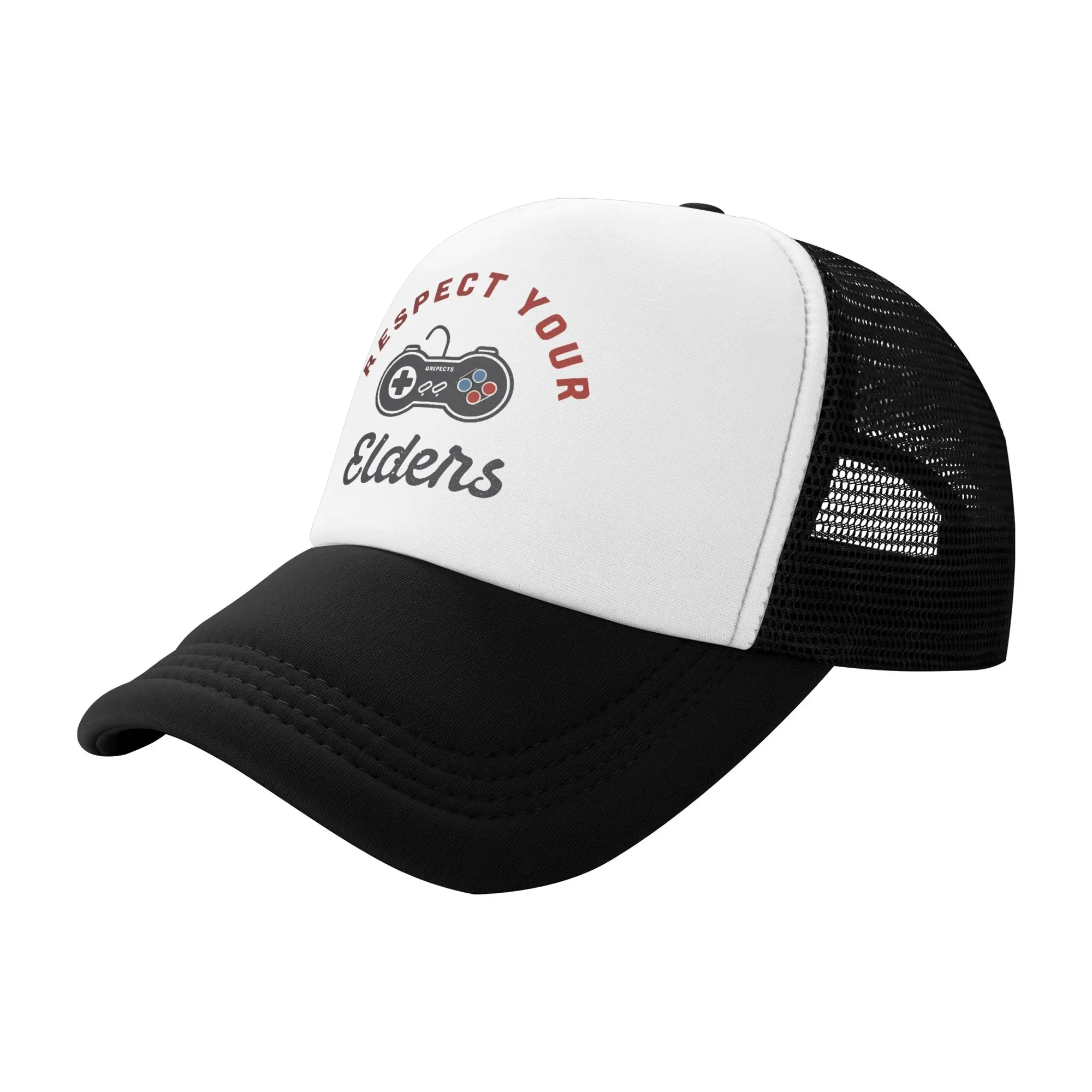 Respect your elders  Mesh Baseball Caps Sport Trucker Hat Gaming Control Retro  Dad Hat Adjustable Snapback Caps Sports Cap