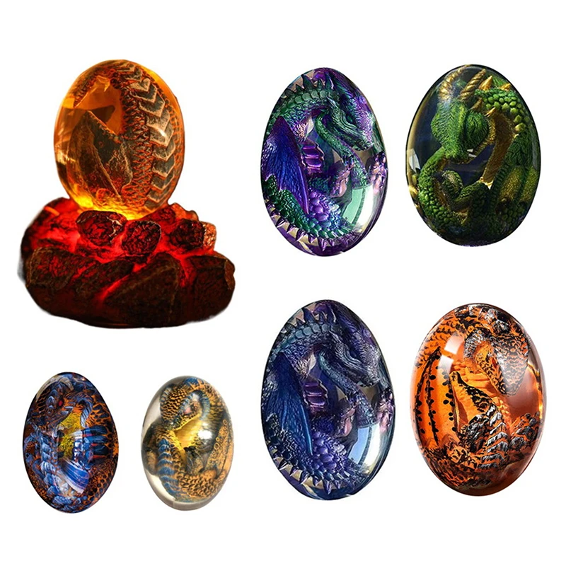 Lava Dragon Egg With Illuminated Base Halloween Ornaments Props Crystal Transparent Dragon Egg Handmade Sculpture