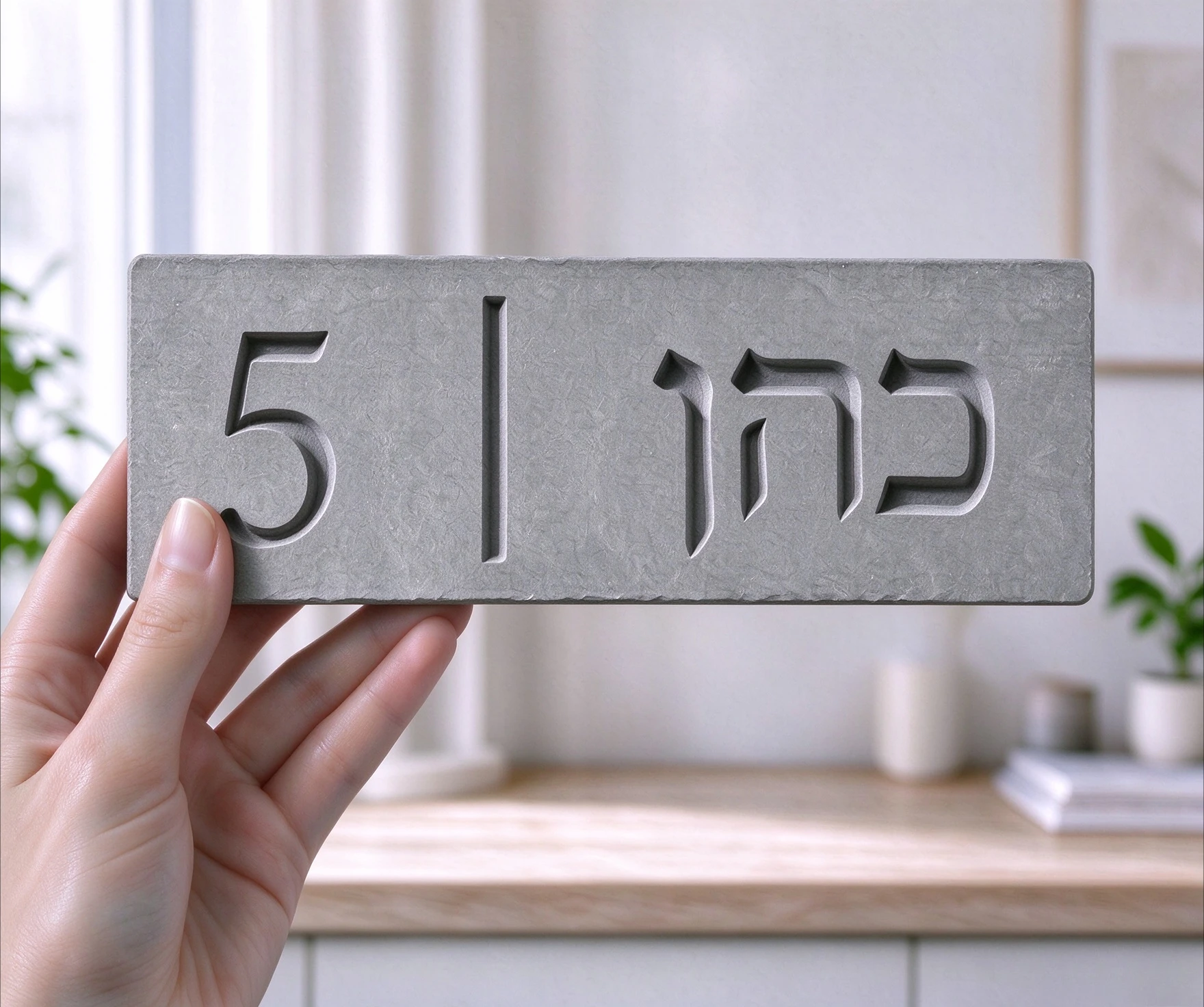 Custom Hebrew Cement Door Plaque, Engraved Family Sign.Weatherproof Entrance Sign. Jewish Housewarming Gift, Custom Hebrew Text.