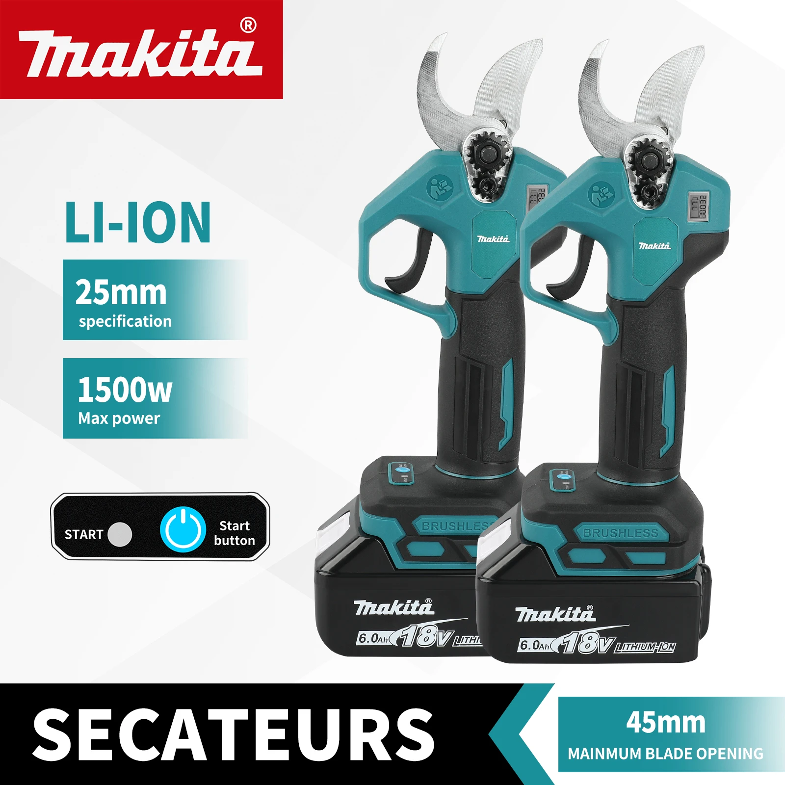 

100% Original Makita Brushless Electric Pruning Shears Garden, Tool Branche Cutter Cordless Electric Garden Scissors Fruit Tree