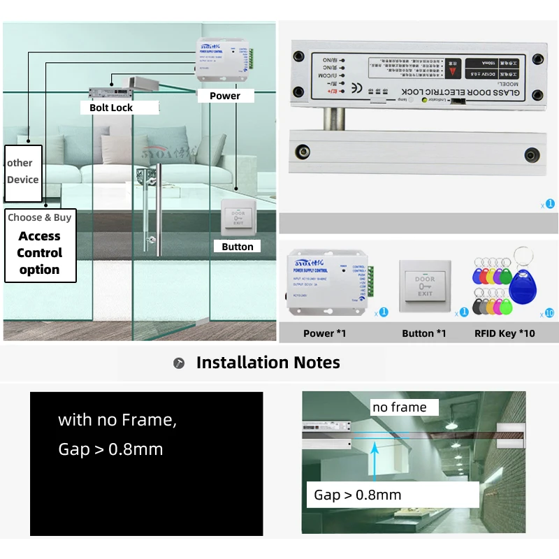 5YOA Access Control System Safe Electronic Gate Opener Home Garage Digital Set Eletric Magnetic RFID Smart Door Lock Kit