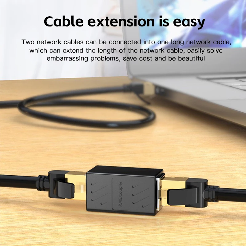 1 to 1 RJ45 Connector Cat7/6 Ethernet Adapter Gigabit Interface Coupler Extender RJ45 Ethernet Cable Extension Converter
