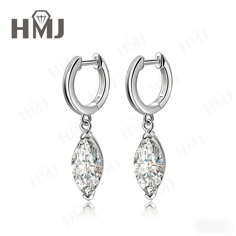 

Всего 2/4 карата серьги в форме маркизы с муассанитом, ювелирные изделия из стерлингового серебра 925 пробы для женщин, сияющий огнестойкий шарм