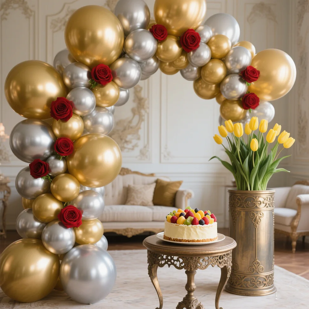 

50pcs Red Blue Purple Gold Chrome Balloons Adults Happy Birthday Party Decor Kids Globos Metallic Wedding Birthday Decorations