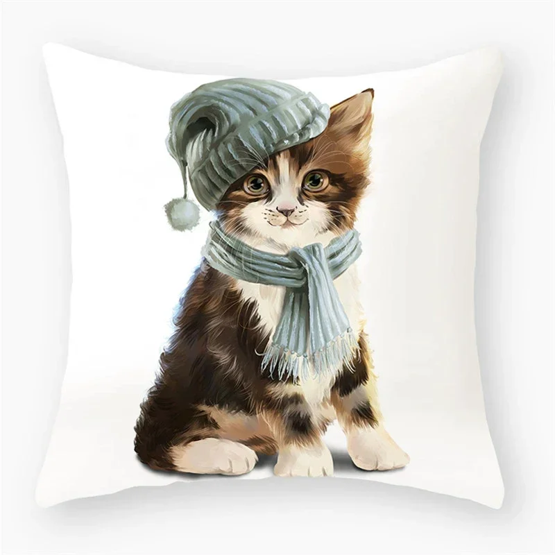 الكرتون القط الحيوان أريكة غطاء الوسادة الزخرفية وسادة المخدة البوليستر 45*45 رمي وسادة ديكور المنزل غطاء وسادة