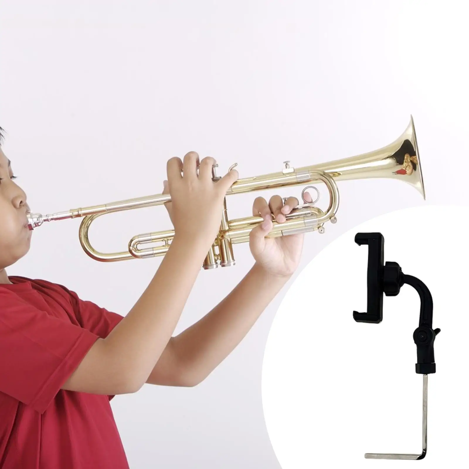 Trompeta Teléfono Música Lira Trompeta ajustable portátil Lira de marcha para trompeta, oboe y clarinete Soporte para teléfono para rendimiento