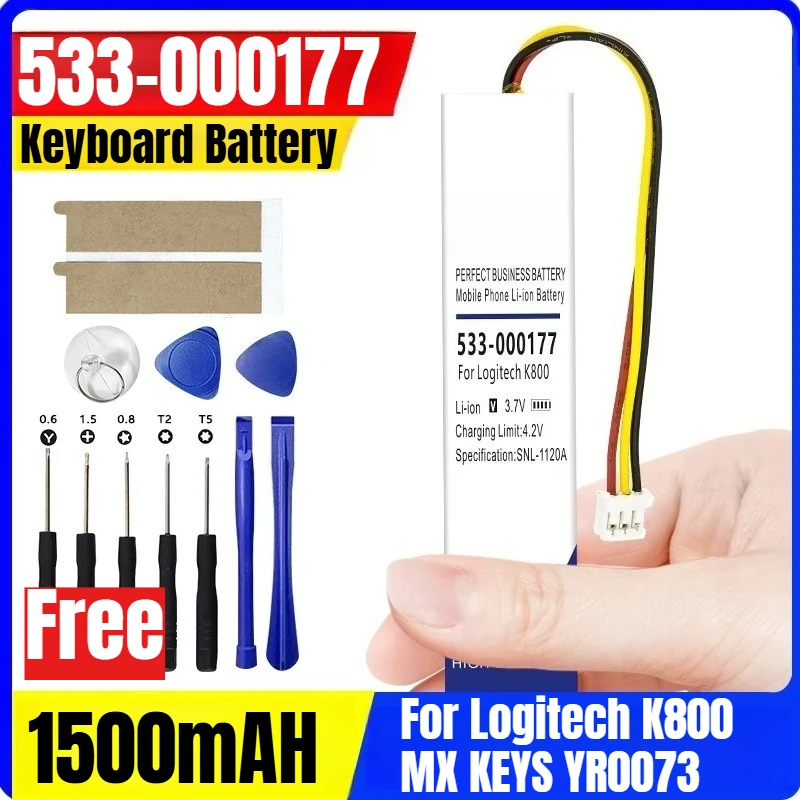 

1500mAh 533-000177 Keyboard Battery for Logitech K800 MX KEYS YR0073