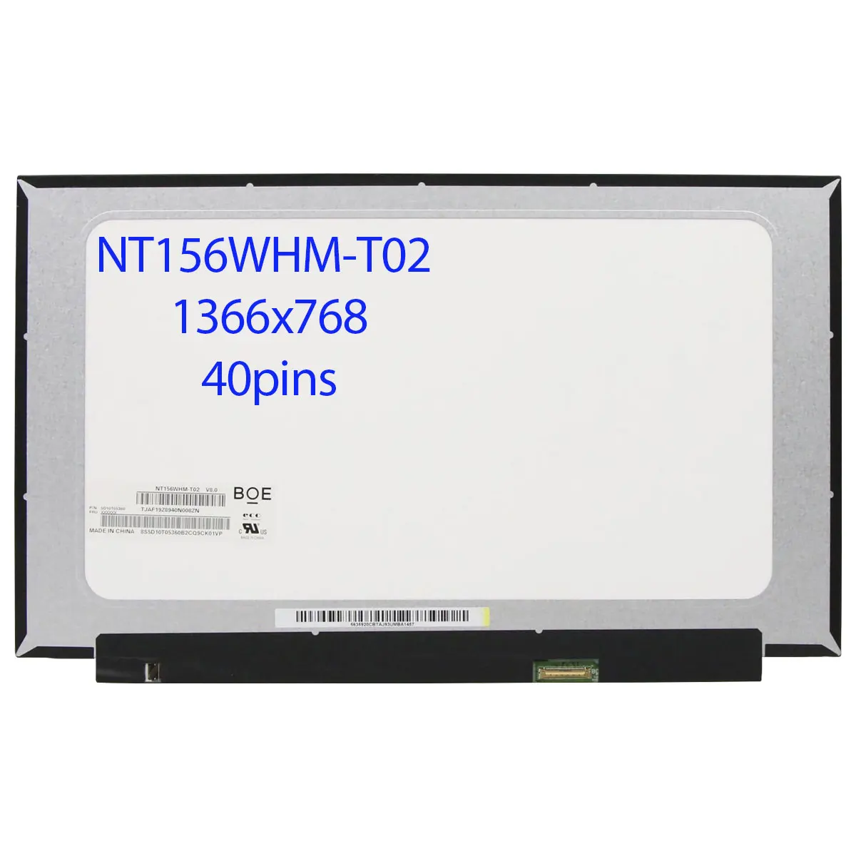 

15,6-дюймовый сенсорный ЖК-экран для ноутбука NT156WHM-T02 V8.0 NT156WHM-T02 B156XTK02.1 HD 1366*768 EDP 40 контактов