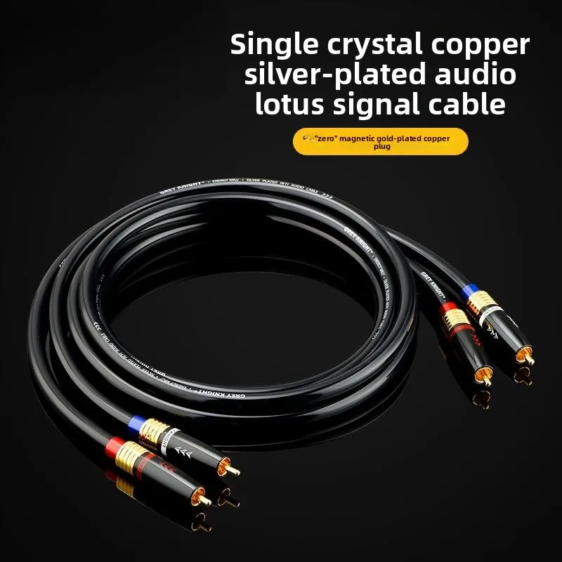 Cable de Audio RCA Plateado en Plata de Ley, Conexión de Audio de Cobre Púrpura, Cable de Audio Doble Lotus para Conexión de CD y Amplificador