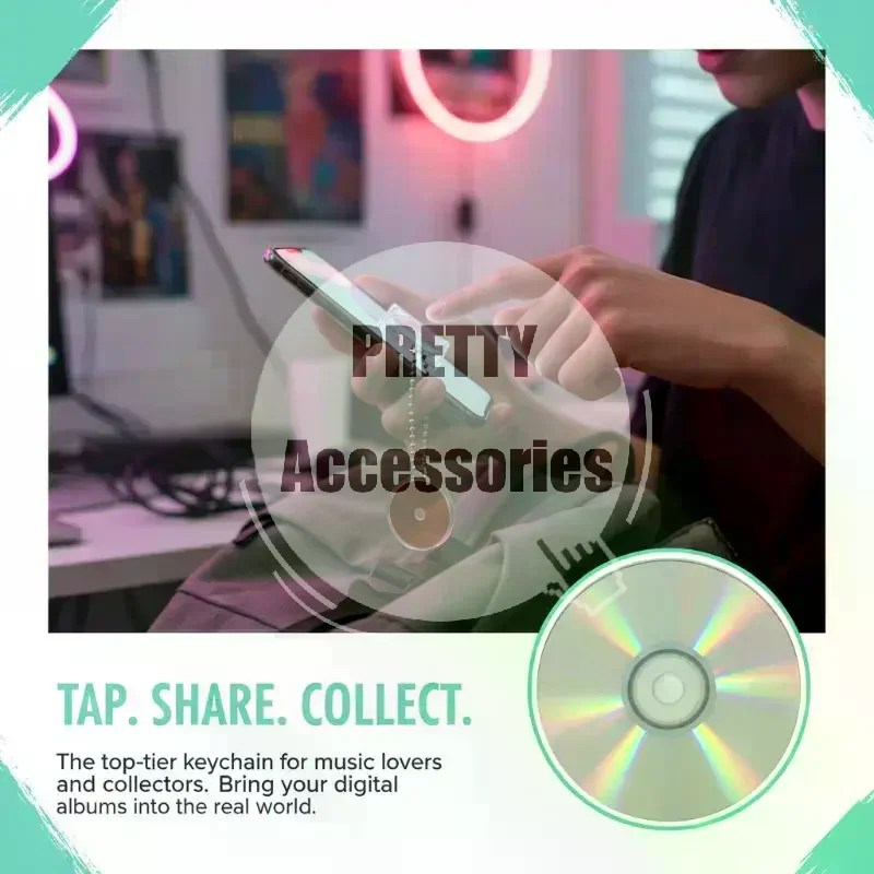 Mini NFC Functional CD Disc Case Key Chain Peripheral Album Key Holder For DIY Backpack Pendant