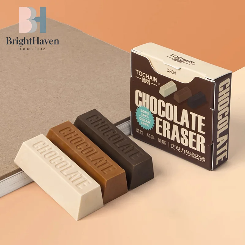 Gommes à effacer au design chocolat, 3 pièces, grande gomme à effacer pour étudiants, pour peinture, écriture, papeterie, fournitures scolaires et de bureau, B.H
