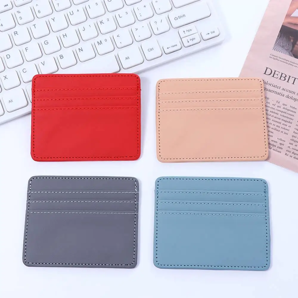 Pu Lederen Candy Color Id Card Business Bankkaart Multi Slot Kaarthouder Slanke Billfold Korte Portemonnee Vrouwen Mannen Korte Portemonnee