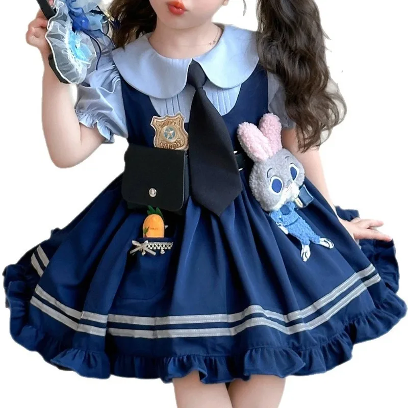 

Halloween Cosplay Judy Officer Costumes Short-Sleeved Lolita Dress Girls Carnival Party Rabbit Cosplay Fancy Dress Birthday Gift