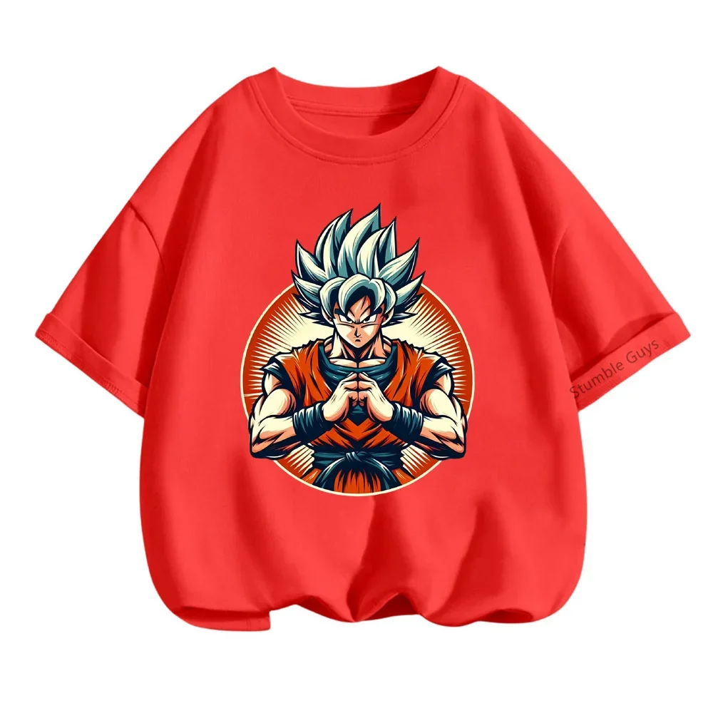 New Dragon-ball Tshirt Kids Cartoon Casual Summer 3-14 Years Boys Goku Short-sleeved Girls T-shirt Teen Clothes Girls Clothes