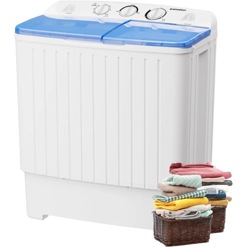 

Портативная стиральная машина BANGSON, комбинированная мини-стиральная машина с двойной ванной и сушильная машина большой емкости 17,6 фунтов, портативная стиральная машина