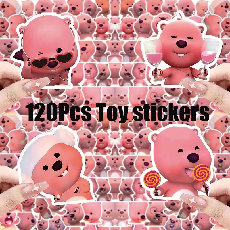 120Pcs Cute Zanmang Loopy Stickers Kawaii Anime Beaver Phone Water Cup Car Tablet Desktop Waterproof Children Toys Sticker Gifts