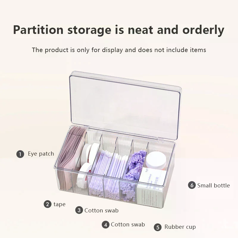 กล่องเก็บอุปกรณ์ต่อขนตาพร้อมฝาปิด อุปกรณ์เสริมสำหรับต่อขนตา กาวติดขนตา ที่จับแหนบ กล่องอะคริลิคใส