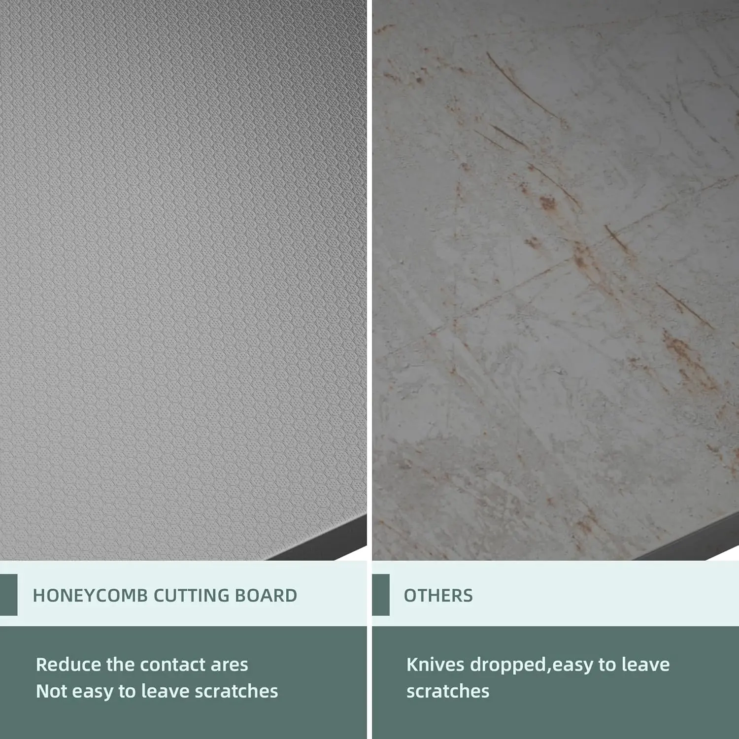 Tábua de corte grande de aço inoxidável 304, 23,62 x 19,68 polegadas, padrão de favo de mel de baixo ruído resistente para carne e legumes