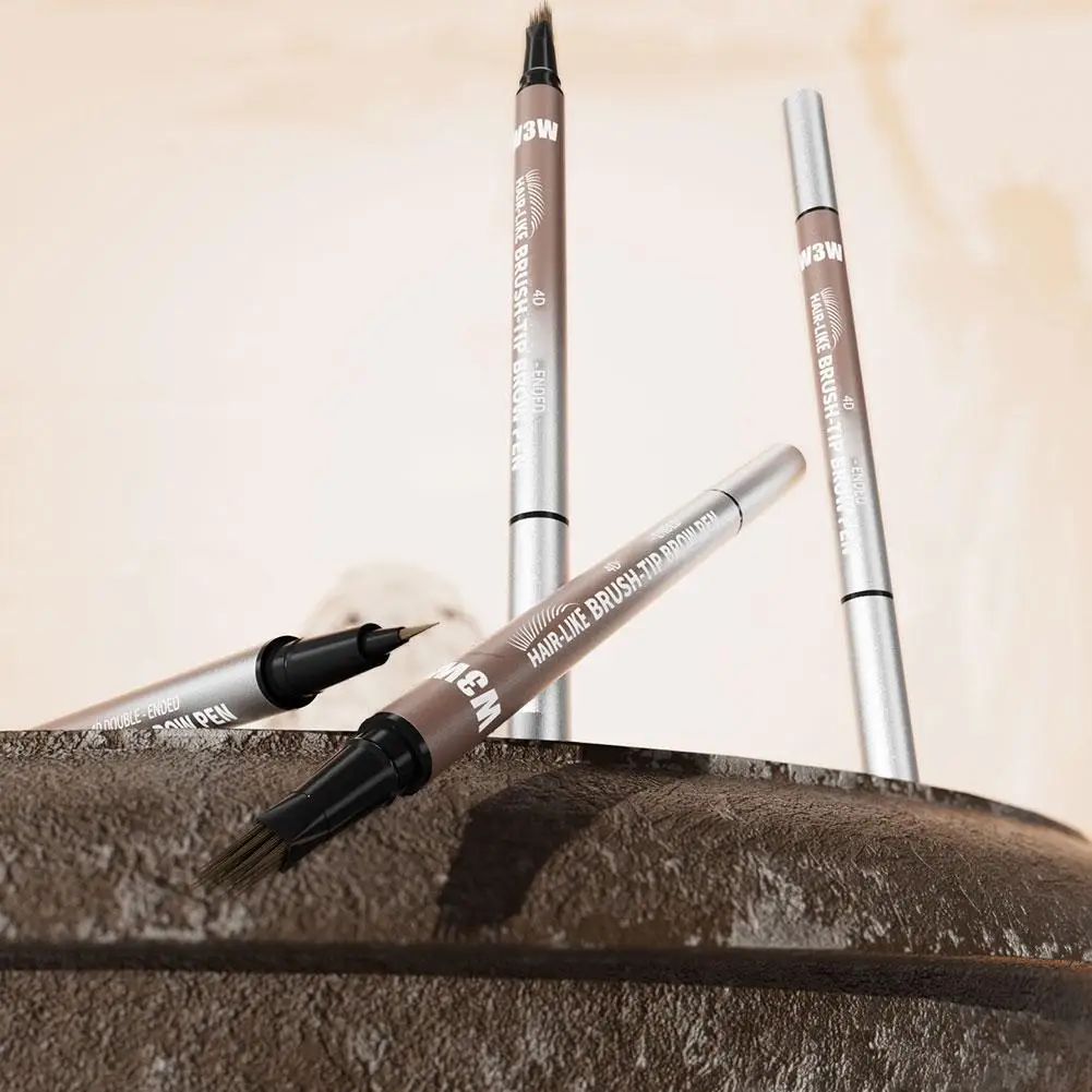 Eyebrow Pencil Waterproof Non Smudge 4D Miniature Double Head Eyebrow Pencil Eyeliner Pen 2in1 Liquid Eyebrow Pencil