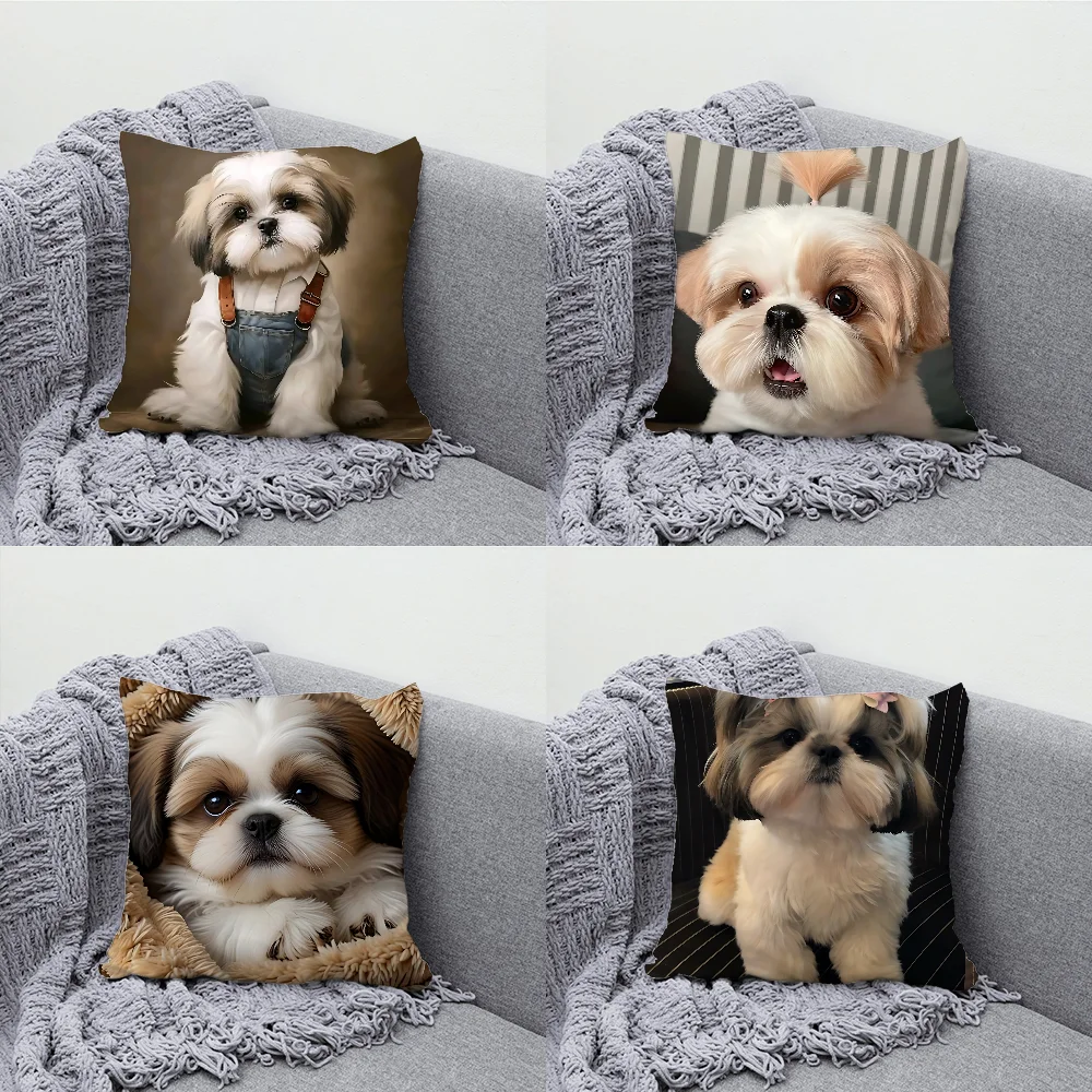 

Lovely Shih Tzu Pillow Case Soft Cushion Cases for Farmhouse Sofa Decor Home Decorations and Protector Pillow Case