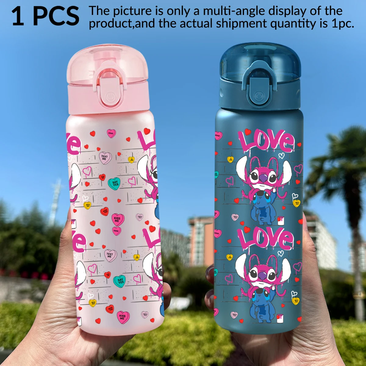 

1Pc Disney blue alien printed 26oz plastic water bottle outdoor sports cup as a birthday/back-to-school gift