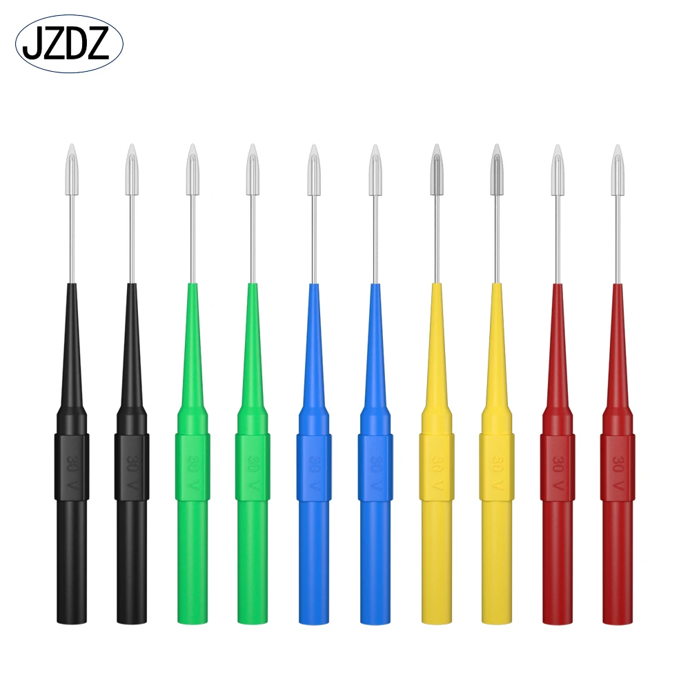 JZDZ 10 sztuk izolacja nieniszcząca sonda testowa do przekłuwania Mult-imeter ze stali nierdzewnej przebicie sonda tylna 4mm wtyczka bananowa J.30009