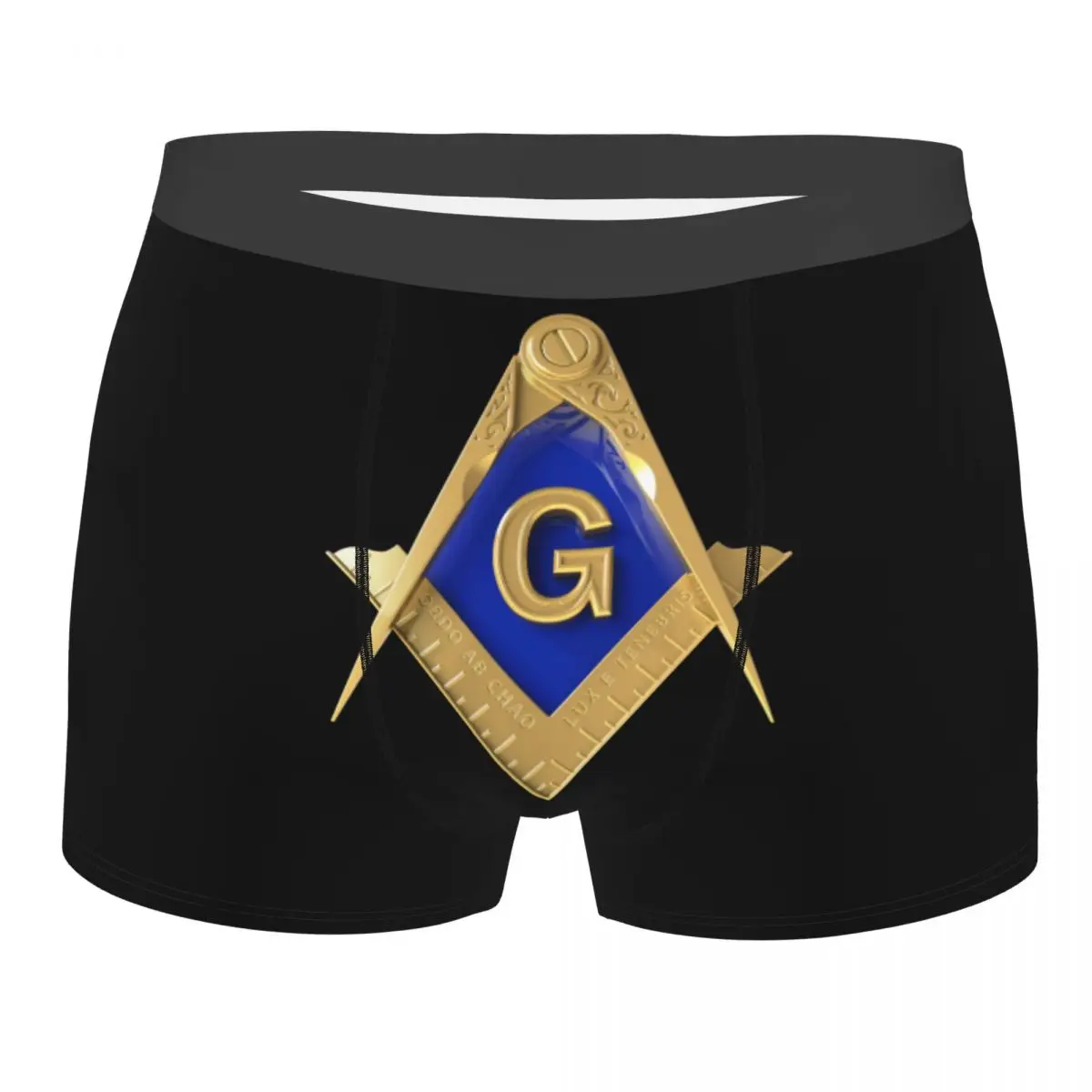 Custom Funny Freemason Gold Square Masonic Boxers Shorts Panties Men's Underpants Breathable Briefs Underwear