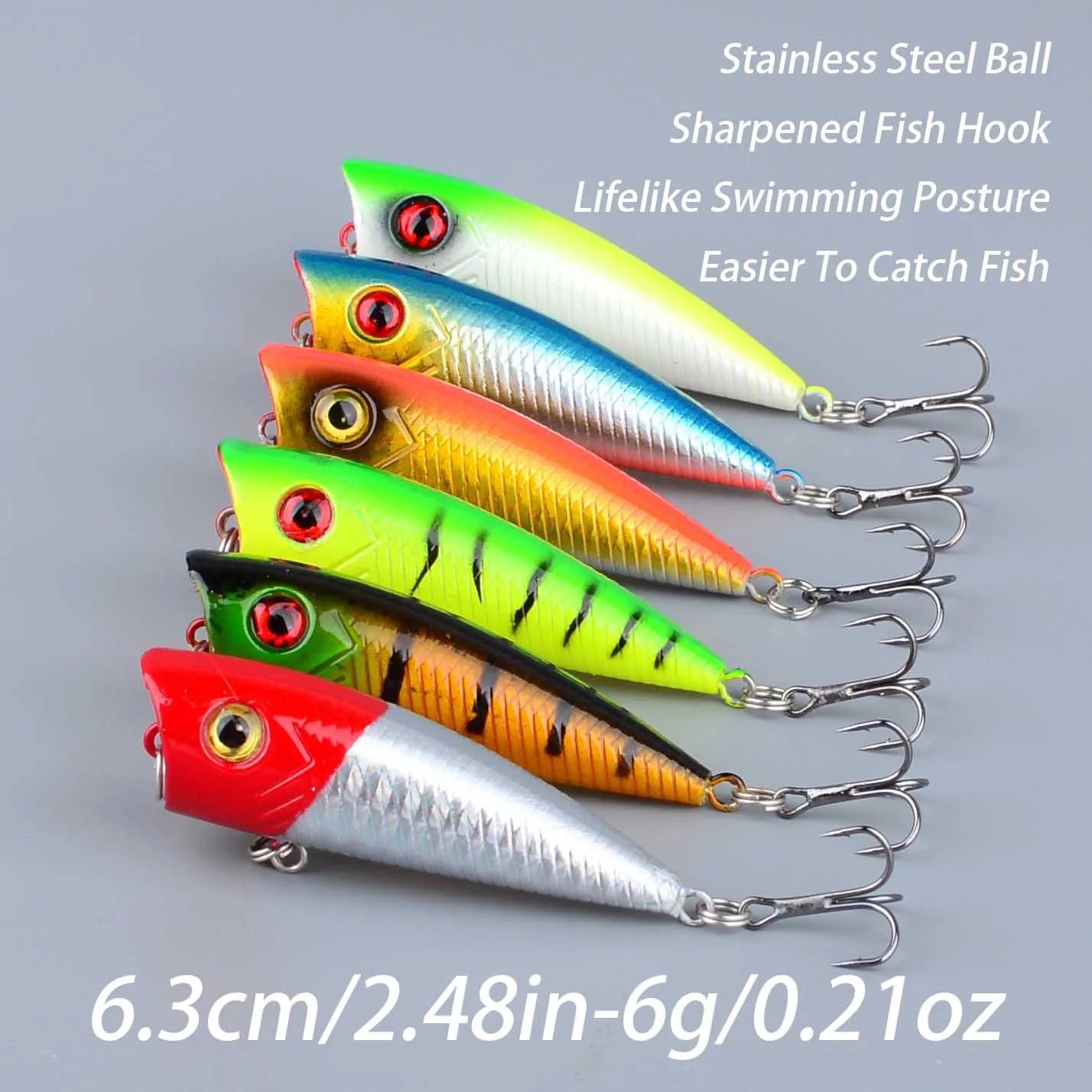 Señuelo popper de superficie para carpa con anzuelos triples - imagen 4