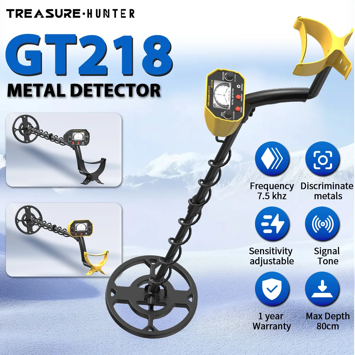 

Treasure Hunter Metal Detector GT218 Professional Gold Pinpointer Underground Detector High Sensitivity Treasure Detecting Tool